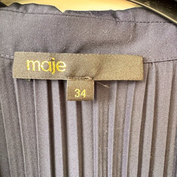 Maje Rockina Puff Sleeve Pleated Mini Dress with Chelsea Collar - Picture 8 of 8